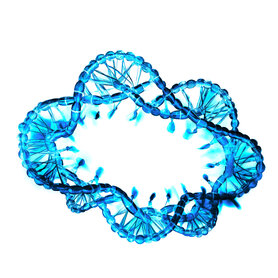 3D molecular visualization of circular plasmid DNA structure used in gene therapy, cell therapy, and advanced biomanufacturing workflows.