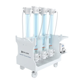 Repligen SpectraFlo Dynamic Dialysis system featuring a quad-column configuration for high-volume automated buffer exchange and sample purification in large-scale bioprocessing.