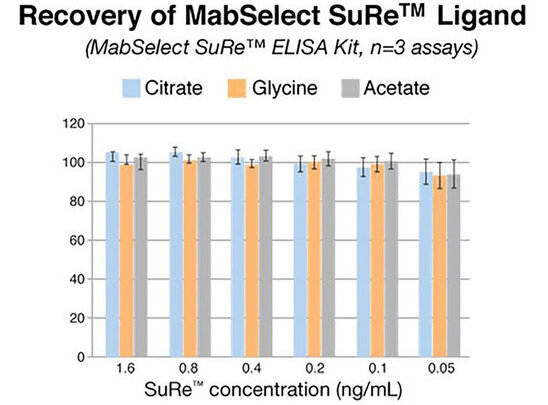 graph showing recovery of leached MabSelect SuRe ligand