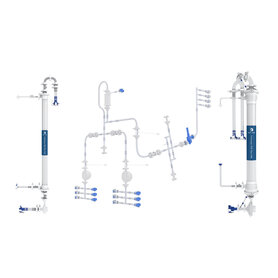 Repligen PCx single‑use flow paths assembled for bioprocessing applications, showing tubing, connectors, and integrated process components.
