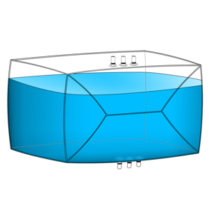 500 liter 3D bioprocessing bag with three top ports and three bottom ports, an example of the customization capabilities of ProConnex 3D bags.