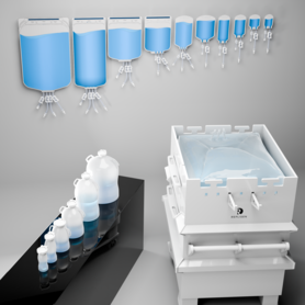 Single‑use bioprocessing bottles and container systems designed for sterile fluid storage, transport, and handling across multiple process scales.