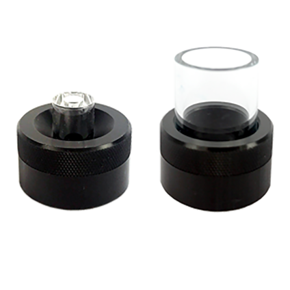 Small and large sample vessel holders designed to securely support laboratory sample vessels during analytical measurements.