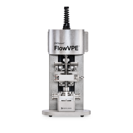 Front view of the Repligen PATsmart FlowVPE instrument used for in‑line protein concentration measurement.