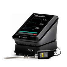 Repligen MAVERICK benchtop Raman analyzer with touchscreen interface and probe for real‑time bioprocess monitoring.