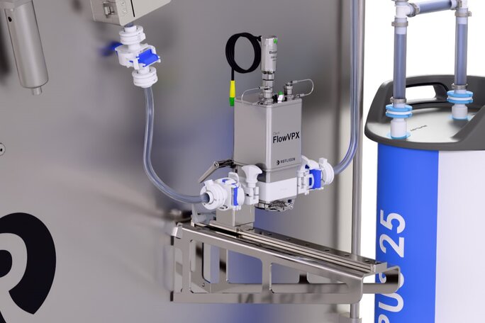 Close-up of PATsmart FlowVPX on KRM RPM Chromatography system