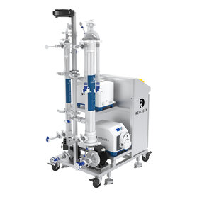 Repligen KrosFlo TFDF dual-column filtration system featuring ProConnex TFDF Flow Paths for high-flux bioprocessing and automated cell culture clarification. 