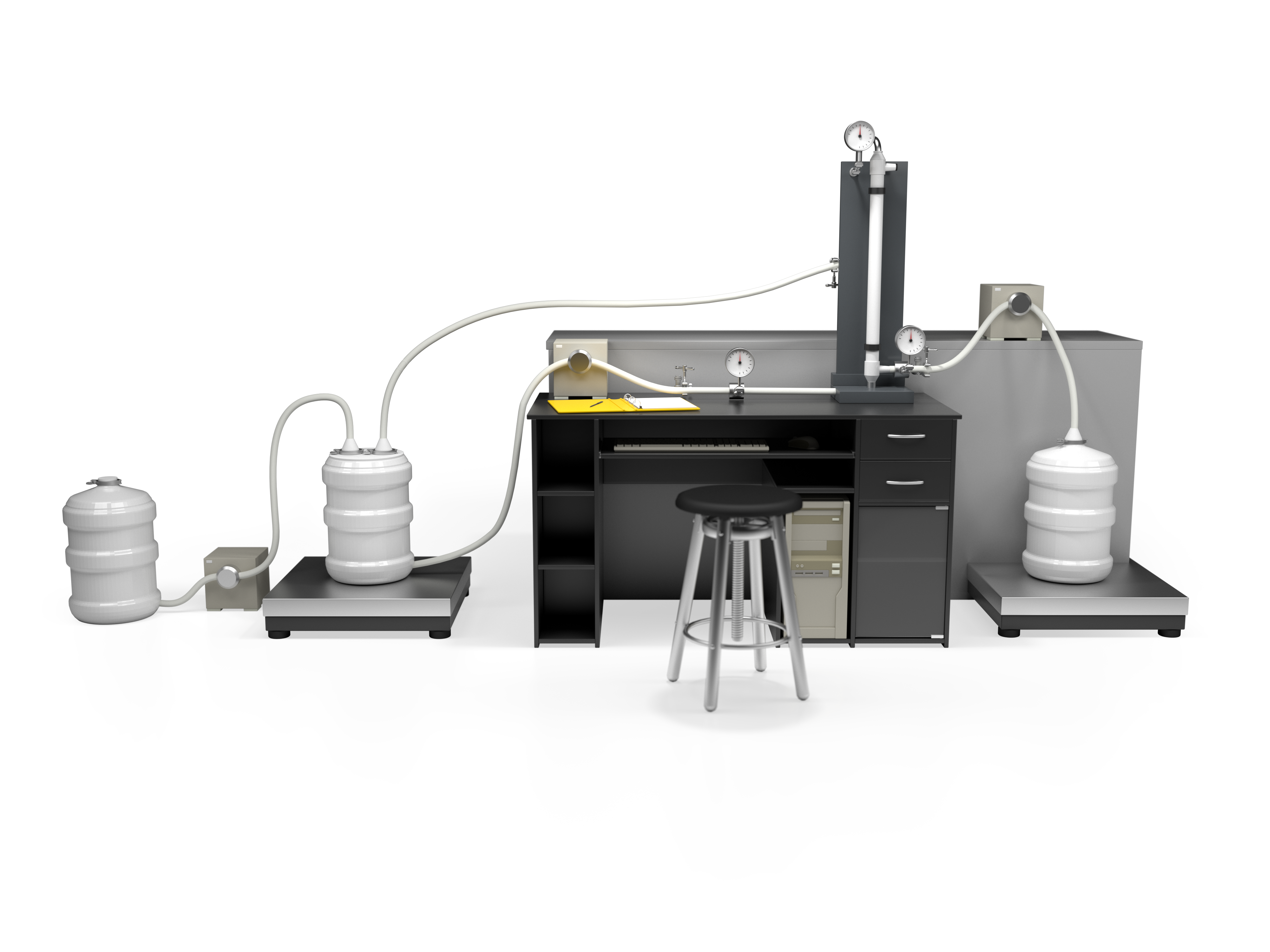 Manual tangential flow filtration (TFF) arrangement within a lab