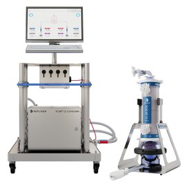 Repligen XCell ATF single‑use perfusion system with controller and hollow fiber module used for intensified cell culture processes.