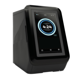 Benchtop cell analysis device with an integrated touchscreen interface for sample processing and measurement.