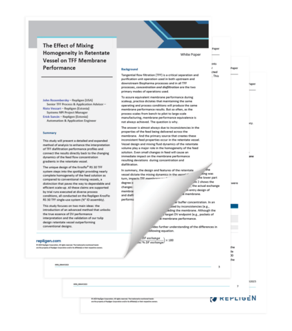 Mixing homogeneity impact study on ultrafiltration diafiltration (UF/DF) performance